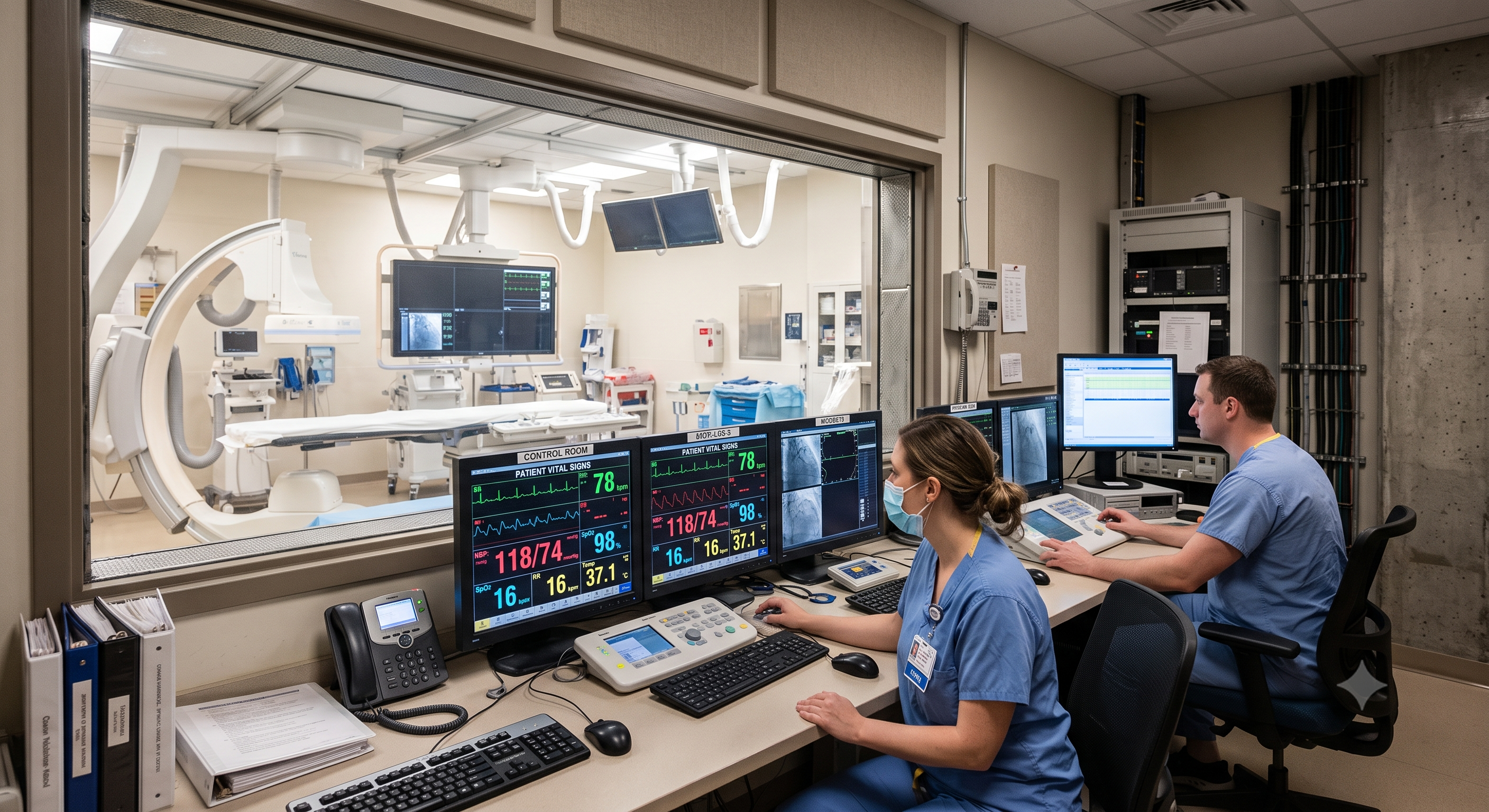 Catheterization lab with wireless video